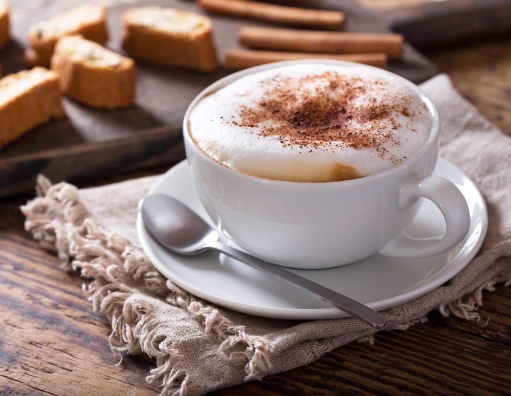 Cup of cappuccino coffee